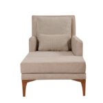 Ανάκλινδρο Sofia κρεμ ύφασμα ξύλινα πόδια 79x100x167cm ed12214 - Image 4