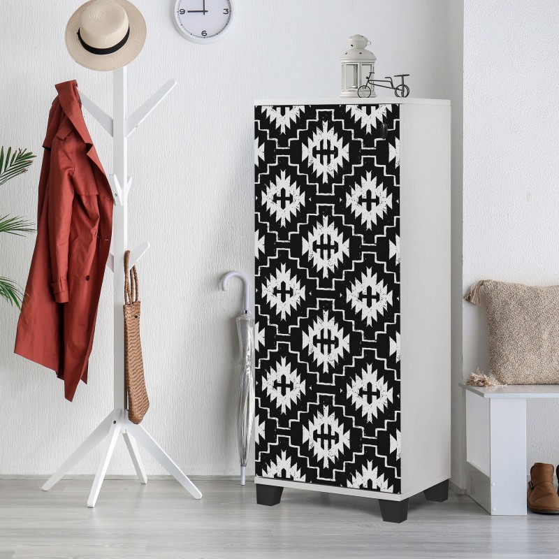 12354_0-800x800 STELLA ΠΑΠΟΥΤΣΟΘΗΚΗ ΛΕΥΚΟ ΜΑΥΡΟ ΜΕΛΑΜΙΝΗ 50x38xH127cm ed12354 - Image 1