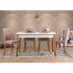 Τραπεζαρία 5 τεμαχίων Costa pine άσπρο χρώμα μελαμίνη με ξ΄υλινα πόδια 120x75cm ed12466