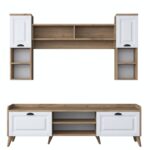 Σύνθεση τηλεόρασης Anesis 180x35x55cm walnut white χρώμα ed12584 - Image 3