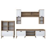 Σύνθεση τηλεόρασης Anesis 180x34x55cm walnut white χρώμα ed12585 - Image 3