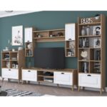 Σύνθεση τηλεόρασης Anesis 180x35x55cm walnut white χρώμα ed12587