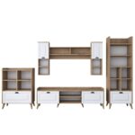 Σύνθεση τηλεόρασης Anesis 180x35x55cm walnut white χρώμα ed12587 - Image 3