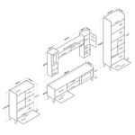 Σύνθεση τηλεόρασης Anesis 180x35x55cm walnut white χρώμα ed12587 - Image 2
