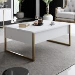 Τραπέζι σαλονιού Luxe άσπρο μελαμίνη μεταλλικά πόδια 90x60x40εκ ed12684