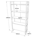 Βιβλιοθήκη Bat Atlantic Pine μελαμίνη μεταλλικό πλαίσιο 90x34x180εκ ed12700 - Image 2
