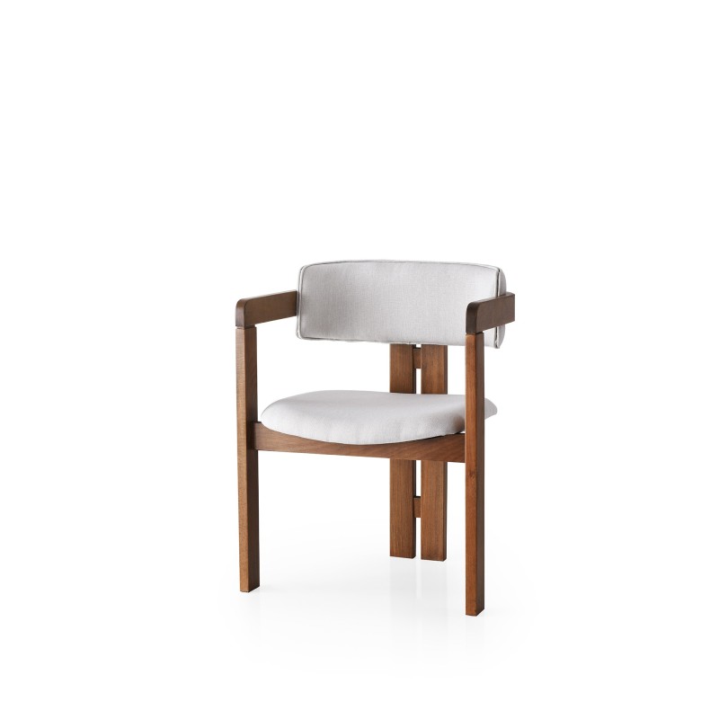 12711_0-800x800 Πολυθρόνα Piu ξύλινη 58x49x76cm κρεμ καρυδί ed12711 - Image 1