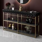 Κονσόλα Emerald ανθρακί χρυσό χρώμα μελαμίνη 152x32x83cm ed12741 - Image 5