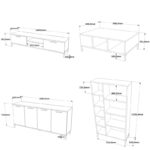 Σετ επίπλων σαλονιού Lino pine ανθρακί χρώμα μελαμίνη 160x35x39 1cm μεταλλικά πόδια ed12748 - Image 2