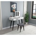 Τουαλέτα μακιγιάζ Rouge άσπρο χρ΄ωμα μελαμίνη 90x45x80cm ed12945