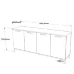 Μπουφέ Chio 160x40x71 8cm μελαμίνη ed12948 - Image 2