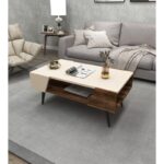 Τραπεζάκι σαλονιού Aren μπεζ καρυδί 90x38x53 6cm ed12977 - Image 2