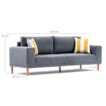Καναπές τριθέσιος Franz γκρι 220x82x87cm ed1305 - Image 3