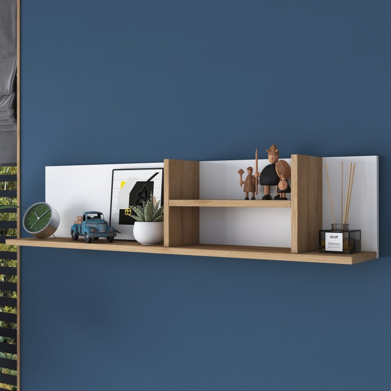 13076_0-800x800 Ράφι τοίχου Aeri 120x19 8x25cm μελαμίνη άσπρη καρυδί ed13076 - Image 1