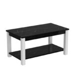 Τραπέζι σαλονιού Larissa μαύρο μάρμαρο άσπρο μελαμίνη 90x50x44 8εκ ed13200 - Image 3