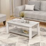 Τραπέζι σαλονιού Larissa άσπρο γκρι μελαμίνη 90x50x44 8εκ ed13201