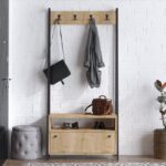 Έπιπλο εισόδου Wendy καρυδί μελαμίνη μεταλλικό πλαίσιο 84x35x170εκ ed13251