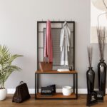 Έπιπλο εισόδου Mainz καρυδί μελαμίνη μεταλλικά πόδια 120x30x172εκ ed13318