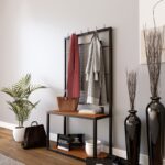 Έπιπλο εισόδου Mainz καρυδί μελαμίνη μεταλλικά πόδια 120x30x172εκ ed13318 - Image 5