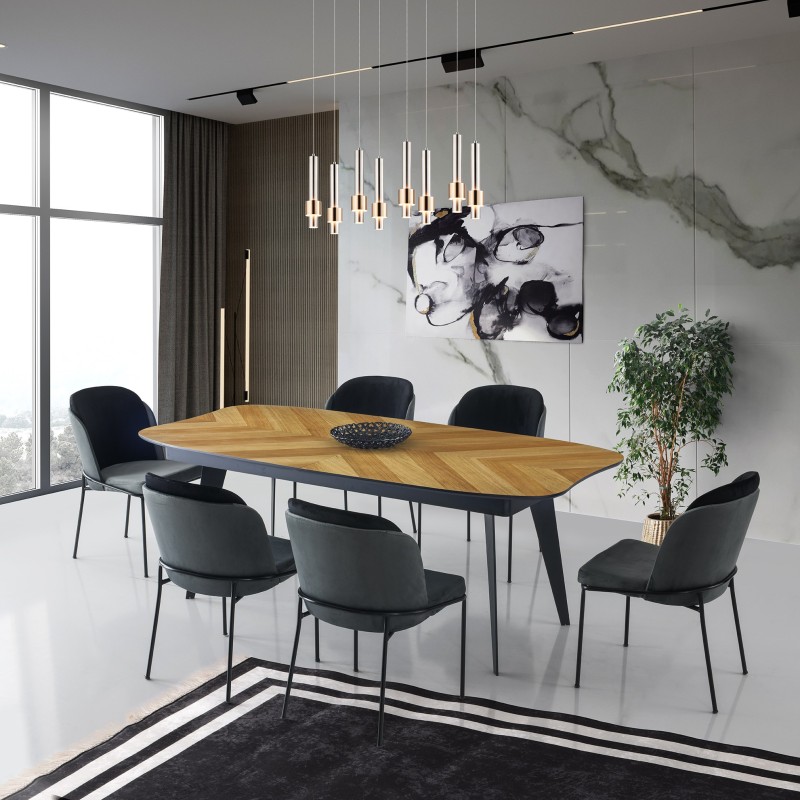 13349_0-800x800 Τραπεζαρία Lor δρυς μαύρο μελαμίνη 206x102x77ek ed13349 - Image 1