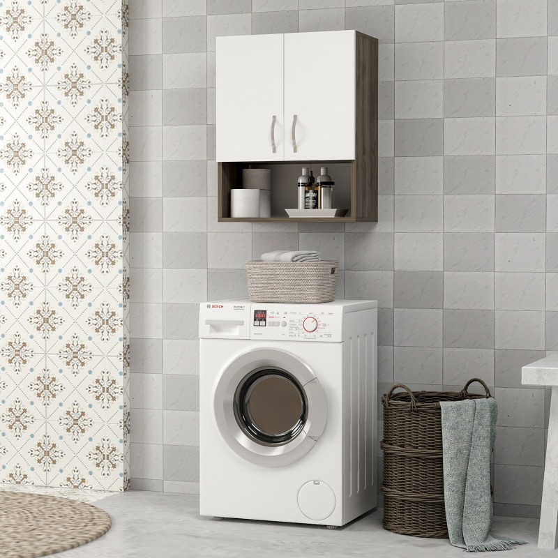 13350_0-800x800 Ντουλάπι μπάνιου Voda καρυδί άσπρη μελαμίνη 60x31x75cm ed13350 - Image 1