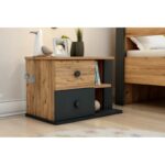 Κομοδίνο Valerin Atlantic Pine Ανθρακί 44 6x40 3x65cm ed13553 - Image 5