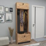 Έπιπλο εισόδου Zela ανθρακί pine χρώμα μοριοσανίδα 60x35x172 3cm ed13604