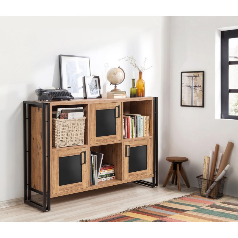 1374_0-800x800 Μπουφέ Sinistra Atlantic Pine μαύρο χρώμα μελαμίνη 126x35xH89cm ed1374 - Image 1