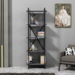 Βιβλιοθήκη Elston μαύρο ανθρακί μελαμίνη 60x34x180εκ ed14027