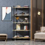 Βιβλιοθήκη Elston μαύρο δρυς μελαμίνη 90x34x180εκ ed14030