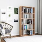 Βιβλιοθήκη Sanborn oak άσπρη μελαμίνη 90x25x163 6εκ ed14038