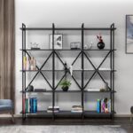 Βιβλιοθήκη Elston μαύρο ανθρακί μελαμίνη 180x34x180εκ ed14045