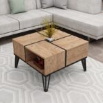 Τραπέζι σαλονιού Nirvana Atlantic Pine μελαμίνη μεταλλικά πόδια 71 8x71 8x43 8εκ ed14052 - Image 5