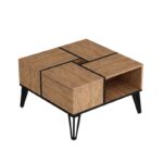 Τραπέζι σαλονιού Nirvana Atlantic Pine μελαμίνη μεταλλικά πόδια 71 8x71 8x43 8εκ ed14052 - Image 3