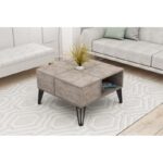 Τραπέζι σαλονιού Nirvana καφέ μελαμίνη μεταλλικά πόδια 71 8x71 8x43 8εκ ed14053