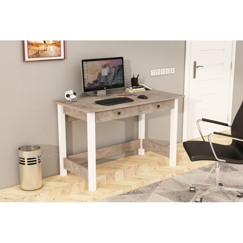 14063_0-800x800 Γραφείο Parisi καφέ λευκό 120x60x76 8cm ed14063 - Image 1