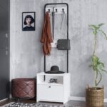 Έπιπλο εισόδου Tina άσπρο μελαμίνη μεταλλικό πλαίσιο 50x35x170εκ ed14299 - Image 5