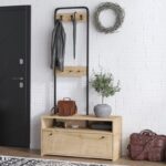 Έπιπλο εισόδου Nicole καρυδί μελαμίνη 90x35x170εκ ed14310 - Image 4