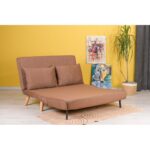 Διθέσιος Καναπές Κρεβάτι μεταλλικός Folde ύφασμα καφέ 120x79x80 cm ed14340 - Image 5