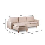Γωνιακός καναπές κρεβάτι Lungo κρεμ 225x52x154cm ed14349 - Image 2