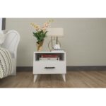 Κομοδίνο Levin λευκή μελαμίνη 45x38x47cm ed14352