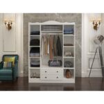 Ντουλάπα Keta άσπρο μελαμίνη 140x50x186εκ ed14412 - Image 4