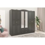 Ντουλάπα Bahar ανθρακί μελαμινή 210x50x186εκ ed14437 - Image 5