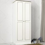 Ντουλάπα δίφυλλη Ravenna άσπρη χρυσή μελαμίνη 70x47 2x194cm ed1446