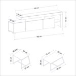 Σετ επίπλων σαλονιού Beliz άσπρη μελαμίνη μέταλλο 192x37x53cm ed14668 - Image 2