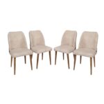 Σετ καρέκλες 4 τεμάχια Nova κρεμ καρυδί χρώμα ύφασμα ξύλο 50x49x90cm ed1478