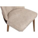 Σετ καρέκλες 4 τεμάχια Nova κρεμ καρυδί χρώμα ύφασμα ξύλο 50x49x90cm ed1478 - Image 3