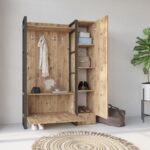 Έπιπλο εισόδου Fare atlantic pine μελαμίνη μεταλλικός σκελετός 90x34x180εκ ed1482 - Image 4