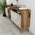 Μπουφέ Pavia καρυδί λευκό χρώμα μελαμίνη 180x35x78 6cm ed149 - Image 5
