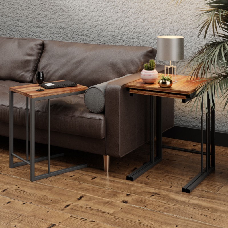 1501_0-800x800 Σετ βοηθητικά τραπεζάκια Rea μαύρο χρώμα μέταλλο 44x40x55cm ed1501 - Image 1